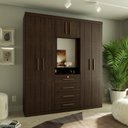 Ver imagem 1 de Guarda-Roupa Casal com Espelho Capelinha 7 Portas 4 Gavetas Advantage Marrom/Capuccino Wood