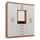Ver imagem 3 de Guarda-Roupa Casal com Espelho Capelinha 7 Portas 4 Gavetas Advantage Marrom/Freijó/Off-White