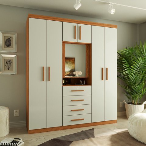 Guarda-roupa Casal com Espelho Capelinha 7 Portas 4 Gavetas Advantage