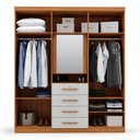 Ver imagem 2 de Guarda-Roupa Casal com Espelho Capelinha 7 Portas 4 Gavetas Advantage Marrom/Freijó/Off-White