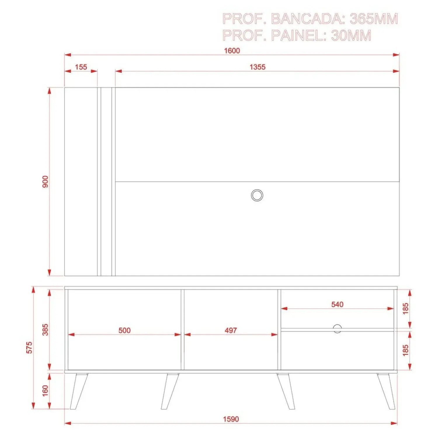 Rack com Painel para Tv até 65 Polegadas 2 Portas Cronos - 3