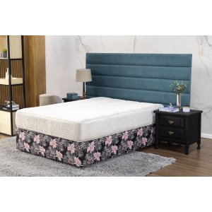 Saia Box Fit Cama Queen Capa com Elástico Malha Helanca Se Ajusta Ao Box 1 Pç Estampada:23 Flor Cinz