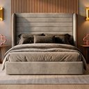 Ver mais imagens de Cabeceira Estofada para Cama Box Casal Padrão Sasha 140cm Moderna Suede Bege - Desk Design