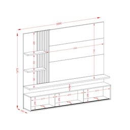 Painel para TV até 65 Polegadas LED Ripado 2 Portas Atena - 5