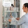 Cristaleira para Sala de Jantar 4 Portas Vidro Curvo com Espelho Led e Nicho Garrafeiro Marina - 8
