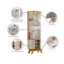 Ver imagem 5 de Cristaleira para Sala de Jantar 4 Portas Vidro Curvo com Espelho Led e Nicho Garrafeiro Marina