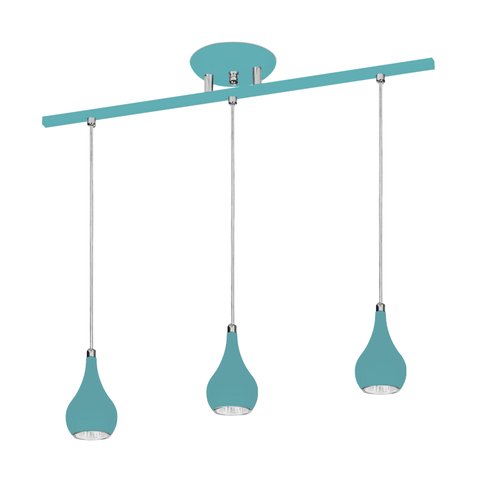 Lustre Pendente Design 5513 Para 3 Lâmpadas Gu10 Cor Azul