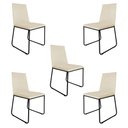 Ver imagem 1 de Kit 5 Cadeiras de Jantar Estofada Lille Base Preta Veludo Bege - Montanaris Decor