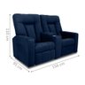 Poltrona 2 Lugares Reclinável Berlim Veludo Light Azul - 2