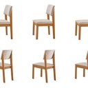 Ver imagem 2 de Kit 6 Cadeiras para Sala de Jantar Jade Estofadas em Suede Castanho e Off White Marrom/Creme