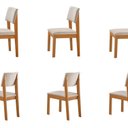 Ver imagem 3 de Kit 6 Cadeiras para Sala de Jantar Jade Estofadas em Suede Castanho e Off White