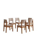 Ver imagem 2 de Kit 6 Cadeiras para Sala de Jantar Jade Estofadas em Suede Castanho e Off White Marrom/Creme