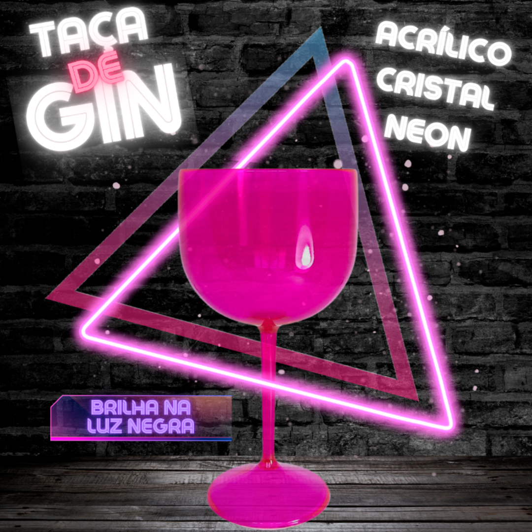 5 Taças De Gin Acrílico Neon 550 ML: Amarelo Neon