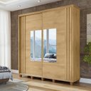 Ver imagem 1 de Guarda-Roupa Casal Monte Carlo 2 Portas Ripadas de Correr com Espelho 4 Gavetas Internas e Maleiros Marrom/Cinamomo