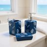 Kit de Banheiro 3 Peças Náutico Azul Marinho Conchas em Cerâmica - 1