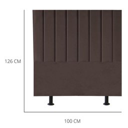 Cabeceira Estofada Cama Solteiro 100 Cm Lídia Suede e Frame Marrom - 3