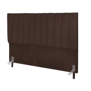 Cabeceira Estofada Cama Solteiro 100 Cm Lídia Suede e Frame Marrom