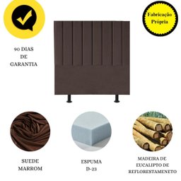 Cabeceira Estofada Cama Solteiro 100 Cm Lídia Suede e Frame Marrom - 4