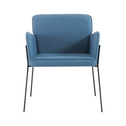 Poltrona Decorativa Base em Aço Preto Barry Linho Azul Jeans - Gran Belo - 7