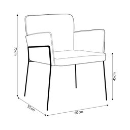 Poltrona Decorativa Base em Aço Preto Barry Linho Azul Jeans - Gran Belo - 2