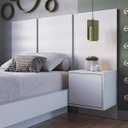 Ver imagem 1 de Cabeceira para Cama de Solteiro com Mesa de Cabeceira Zurique Branco