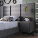 Ver imagem 1 de Cabeceira para Cama de Solteiro com Mesa de Cabeceira Zurique Cinza