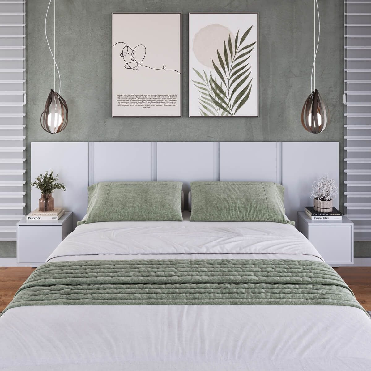 Cabeceira para Cama de Casal com Mesas de Cabeceira Zurique