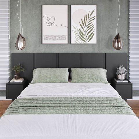 Cabeceira para Cama de Casal com Mesas de Cabeceira Zurique