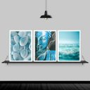 Ver imagem 1 de Kit 3 Quadros Zen Buda Mar Azul 45x34cm:Madeira branca