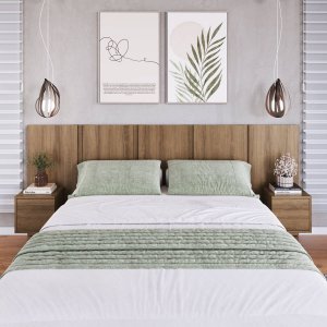 Cabeceira para Cama de Casal com Mesas de Cabeceira Zurique