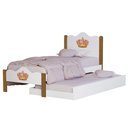 Ver imagem 4 de Cama de Solteiro + Auxiliar Meninas Segurança 100% MDF Nina: Branco/Nature