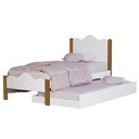 Ver imagem 3 de Cama de Solteiro + Auxiliar Meninas Segurança 100% MDF Nina: Branco/Nature
