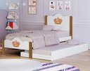 Ver imagem 2 de Cama de Solteiro + Auxiliar Meninas Segurança 100% MDF Nina: Branco/Nature