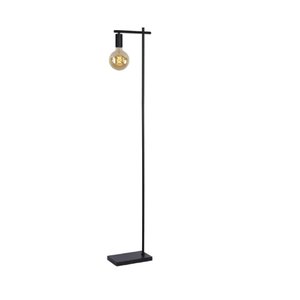 Luminária Chão Moderna Coluna Metálica Slim Base Retangular para 1 Lâmpada E27 1,30m - Preta