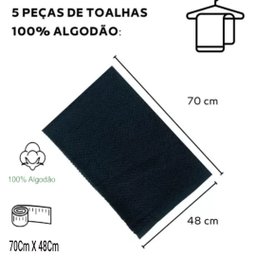 Kit 5 Toalhas Rosto Branca Salão Algodão Leve Macia - 2
