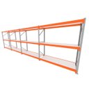 Ver imagem 1 de Mini Porta Pallet 200 Kg por Nivel Inicial +3 Continuação com 3 Niveis Laranja com Mdf Branco