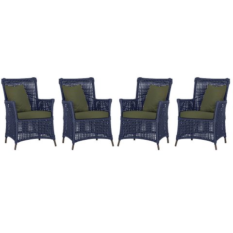 4 Poltronas Igapó Alumínio Micro Pintura Marrom Corda Náutica Estofado 13