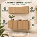 Ver imagem 3 de Conjunto de Banheiro com Aéreo e Balcão 4 Portas Suspenso 123,5cm Multimóveis MP5542 Madeirado