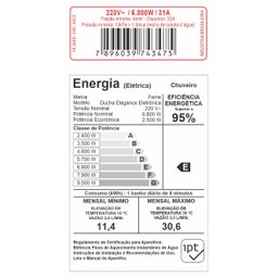 Chuveiro Ducha Eletrônico Elegance Preto Black Grande Fame:127v 5400w - 5