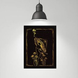 Quadro Místico Mulher Cogumelo 33x24cm - com Vidro:madeira Preta - 1