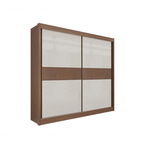 Guarda Roupa Casal Cancun Ripado 2 Portas 6 Gavetas com Pés - D' Doro Castanho/off White/ripado