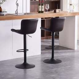 Banqueta Giratória Alta para Cozinha Balcão Bar Os 50 Cor Marrom Kit com 2 Unidades - 3