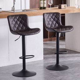 Banqueta Giratória Alta para Cozinha Balcão Bar Os 50 Cor Marrom Kit com 2 Unidades - 2