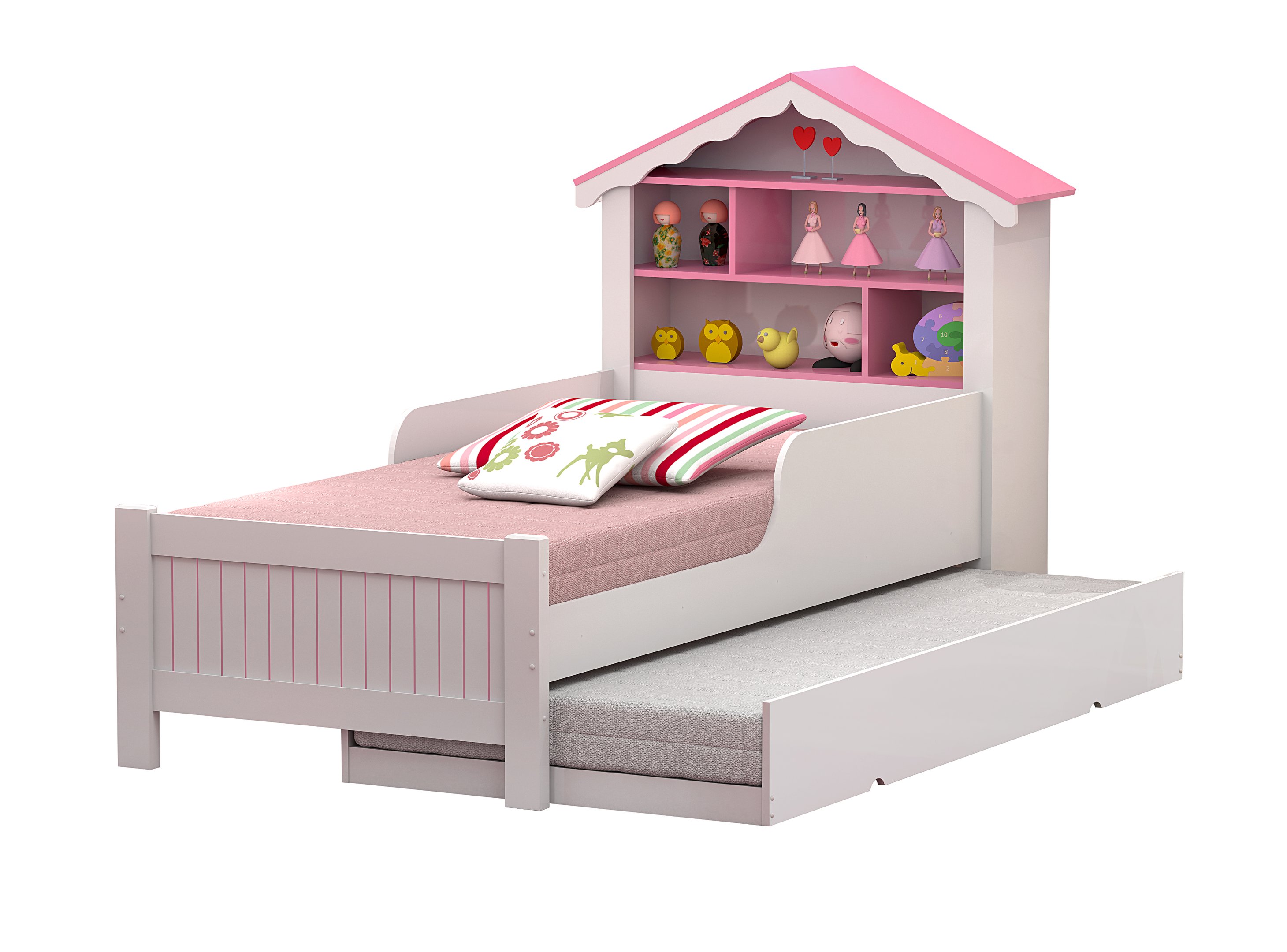 Cama Infantil Casinha de Princesa com Cama Auxiliar