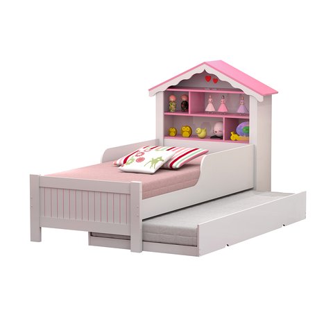 Cama Infantil Casinha de Princesa com Cama Auxiliar