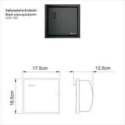 Saboneteira de Alumínio Embutir - 754 - 2