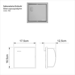 Saboneteira de Alumínio Embutir - 755 - 2