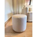 Ver imagem 2 de Puff Banqueta Decorativo com Base de Metal Ferro e Tecido em Linho Bege Cinza - Bege/Bronze