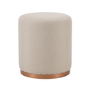 Ver imagem 1 de Puff Banqueta Decorativo com Base de Metal Ferro e Tecido em Linho Bege Cinza - Bege/Bronze