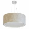 Lustre Pendente Cilíndrico Duplo Vivare Md-4124 Cúpula em Tecido 50x25cm - Bivolt - Rustico Bege - B - 1